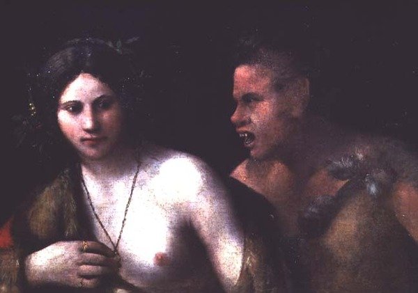 Nimfa i Satyr autorstwa Dosso Dossi