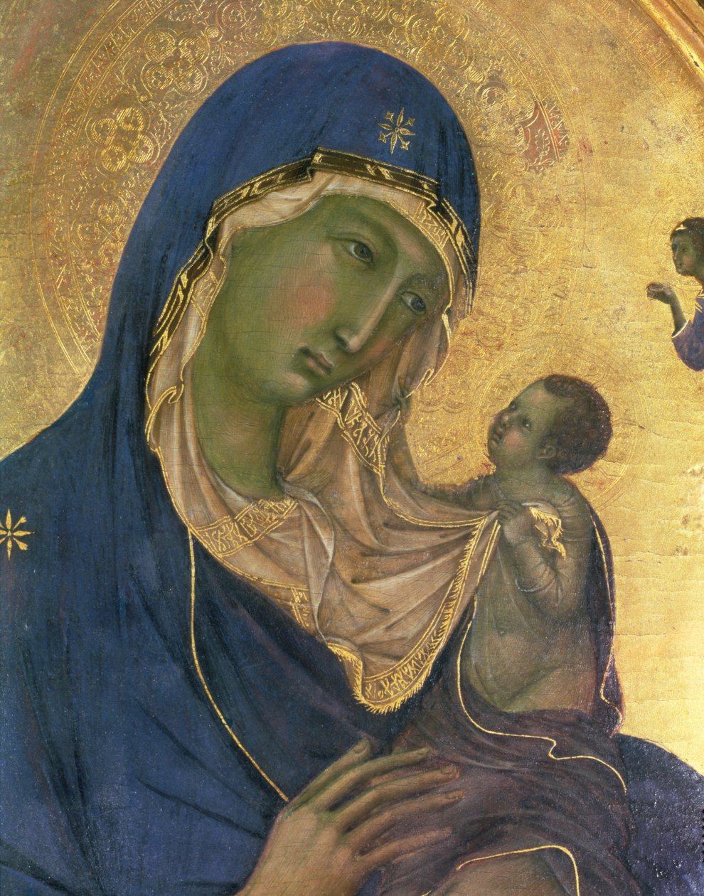 Madonna z Dzieciątkiem z Św. Dominik i Aurea, fragment Madonny z Dzieciątkiem, ok. 1315 (tempera na desce) (detal z 28972) autorstwa Duccio di Buoninsegna