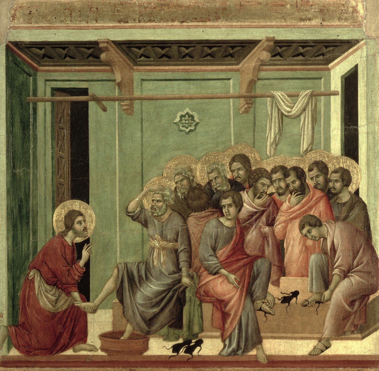 Maesta: Chrystus myje stopy uczniom, 1308-11 autorstwa Duccio di Buoninsegna