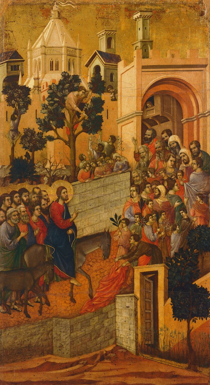 Maesta: Wjazd do Jerozolimy, 1308-11 autorstwa Duccio di Buoninsegna