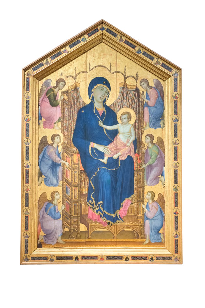 Madonna z Dzieciątkiem na tronie z aniołami autorstwa Duccio di Buoninsegna