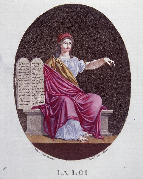Alegoria prawa, c.1792 (kolor grawerowany) autorstwa Dutaillis (after)