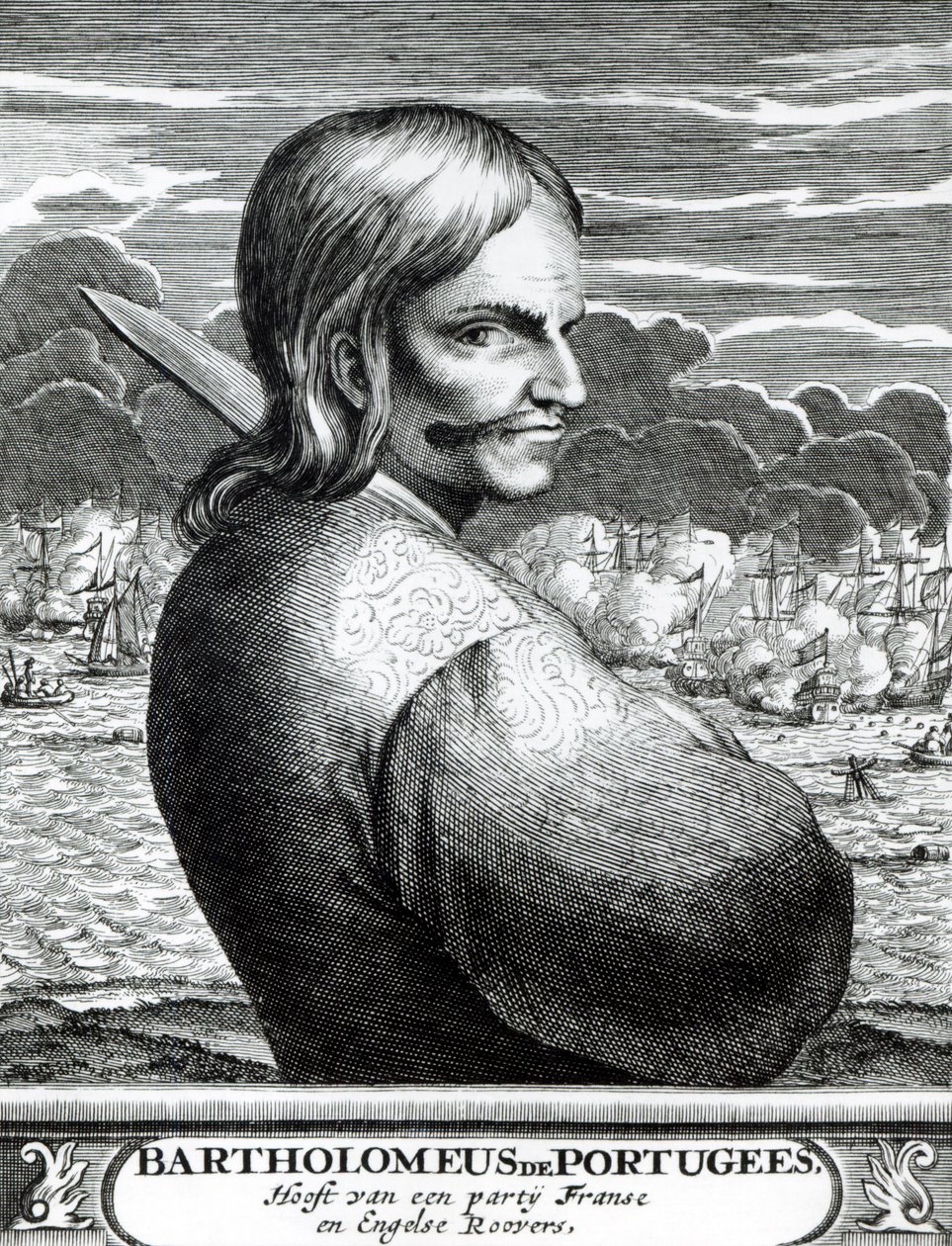 Portret Bartholomeusa de Portugees, z The Buccaneers of America, Alexander O. Exquemelin, 1678 autorstwa Dutch School