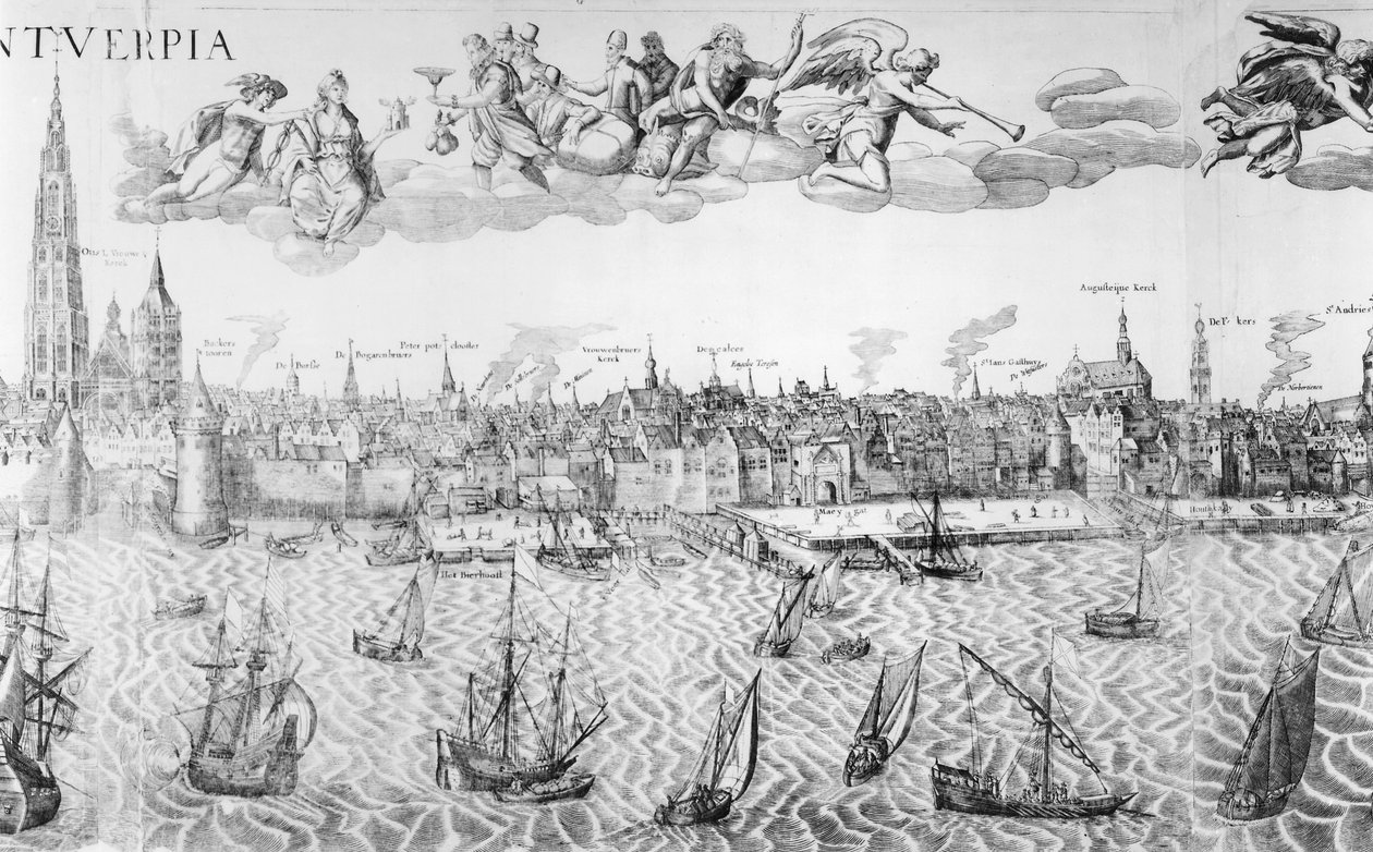 Plan miasta Antwerpii, 1549 autorstwa Dutch School