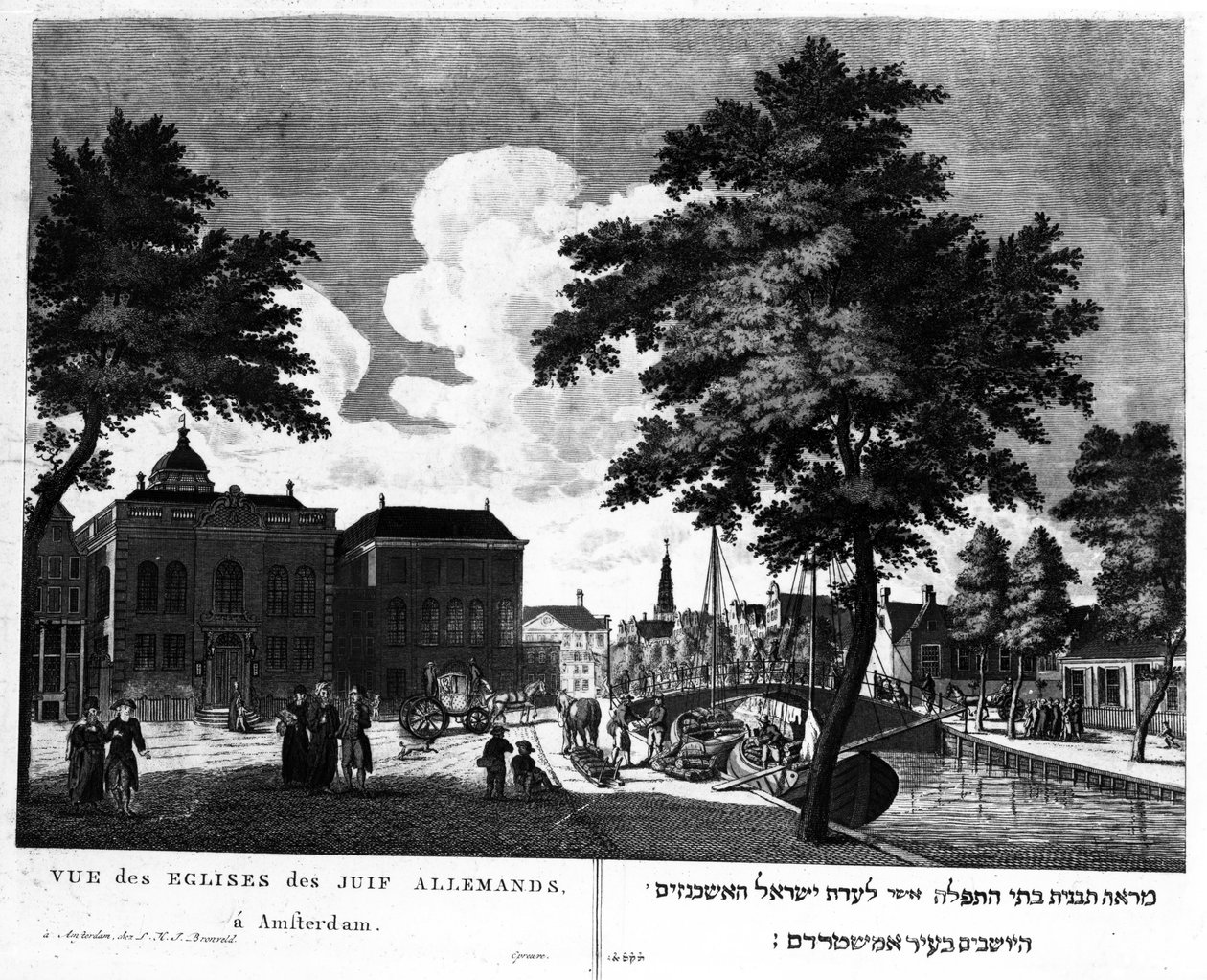 Widok synagog dla Żydów niemieckich w Amsterdamie, 1801 autorstwa Dutch School
