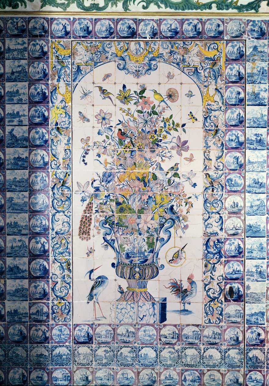 Panel kaflowy Delft z łazienki (fajans) autorstwa Dutch School