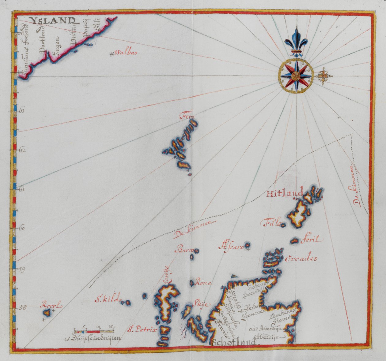 Mapa Wysp Szetlandzkich. autorstwa Dutch School