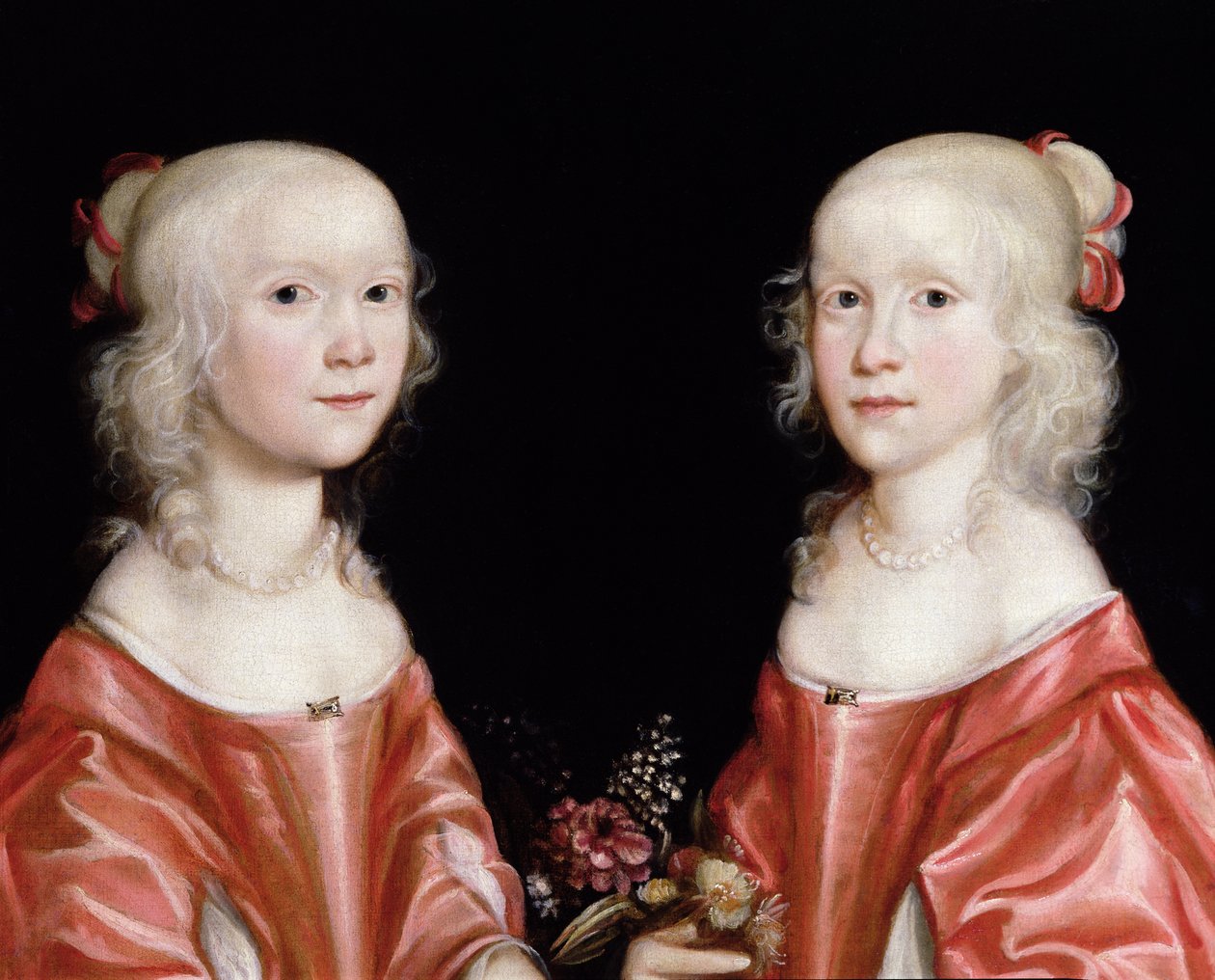 Portret bliźniaczek, c.1650 autorstwa Dutch School