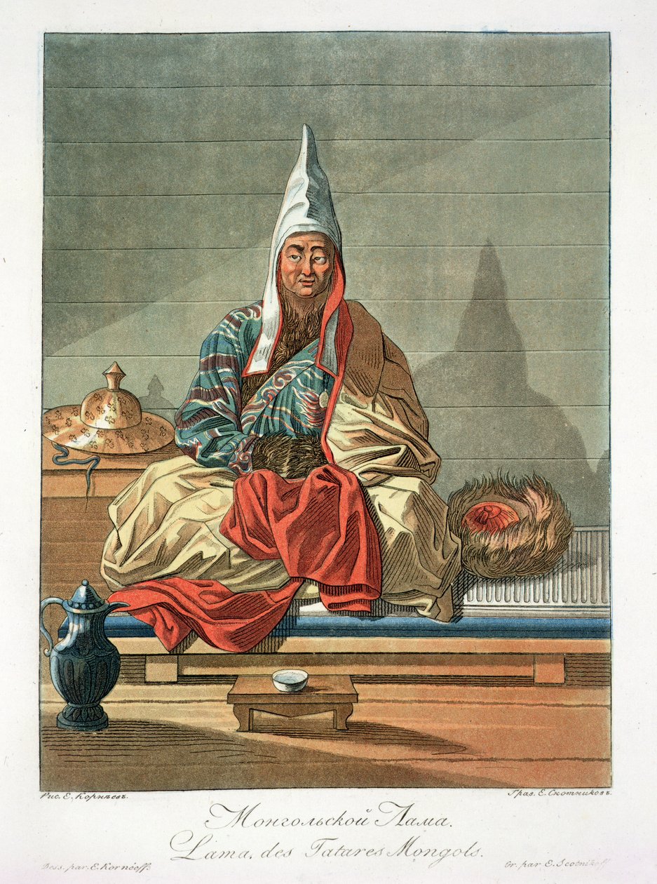 Lama Tatarów mongolskich, rycina Jegora Skotnikowa (1782-1843) autorstwa E. Karnejeff