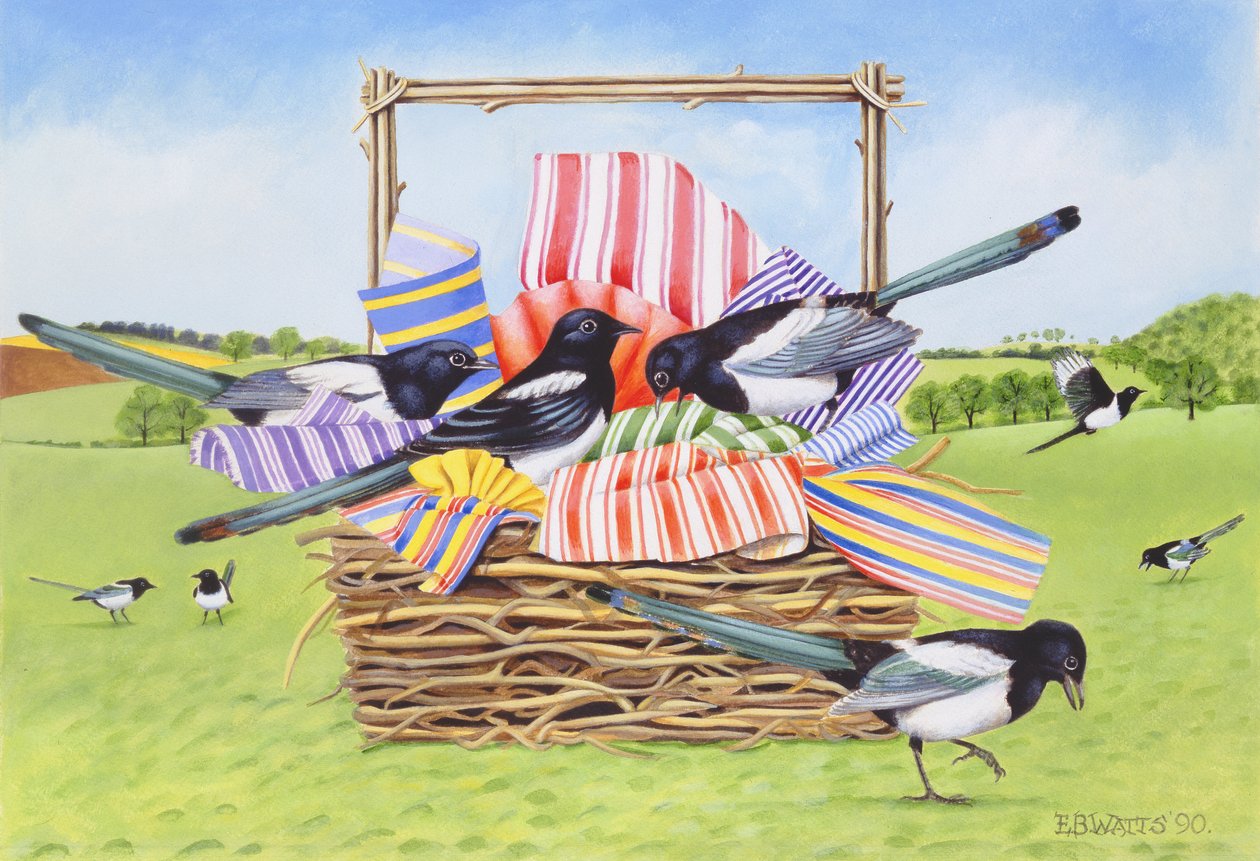 Sroki, 1990 (akryl) autorstwa E.B. Watts