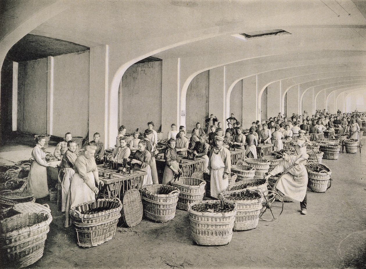 Płukanie butelek, z „La France Vinicole”, wydanej przez Moet und Chandon, Epernay (fotolitho) autorstwa E.M. Choque