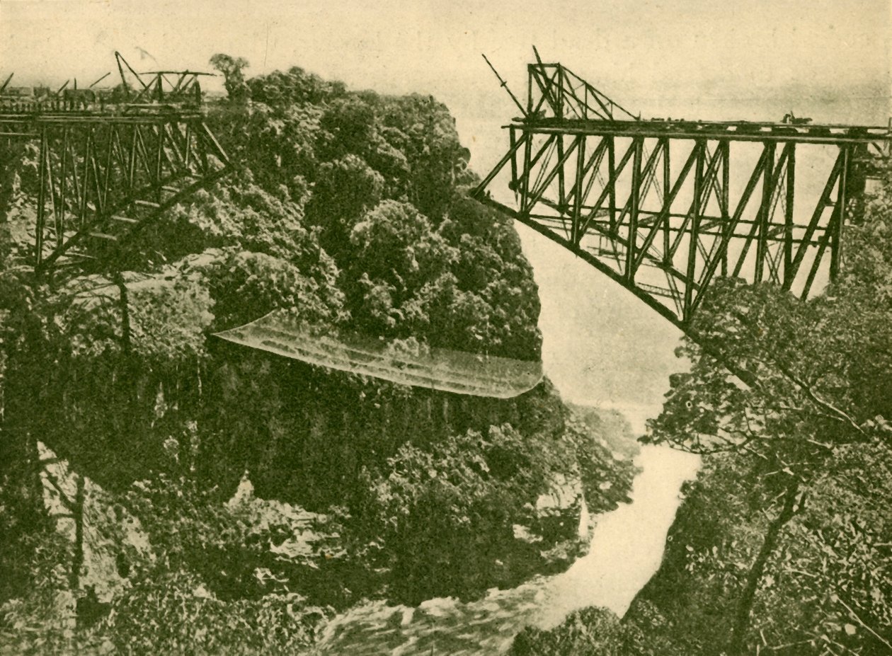 Budowa mostu kolejowego Zambesi, ok. 1930. autorstwa ENA