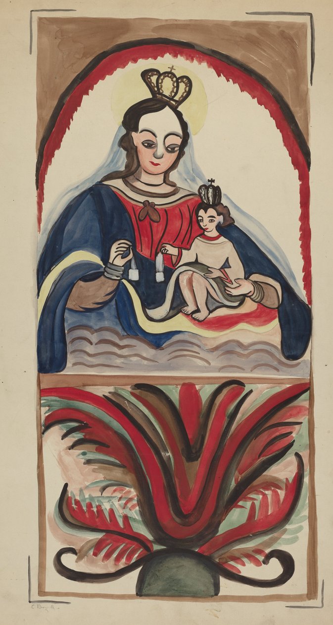 Retablo - Dziewica i Dziecko autorstwa E. Boyd