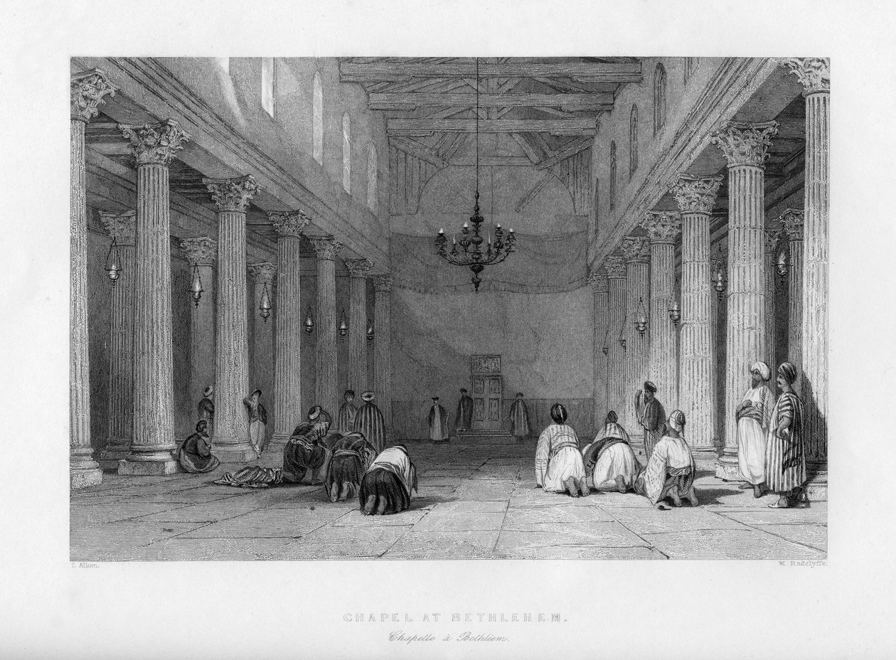 Kaplica w Betlejem w Izraelu, 1841 r. autorstwa E. Redclyffe