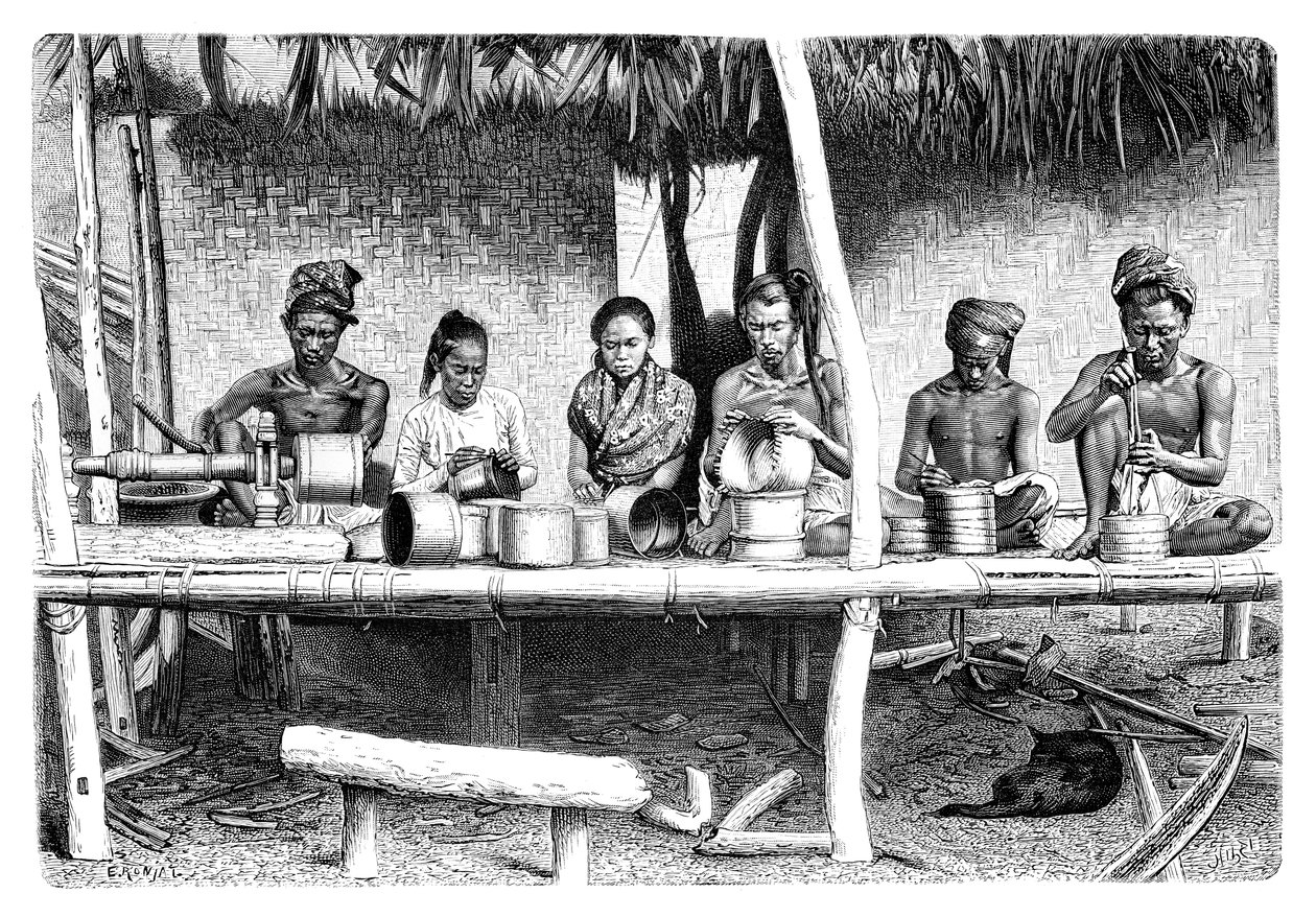 Rzemieślnicy z Birmy Myanmar, 1895. autorstwa Etienne Antoine Eugene Ronjat