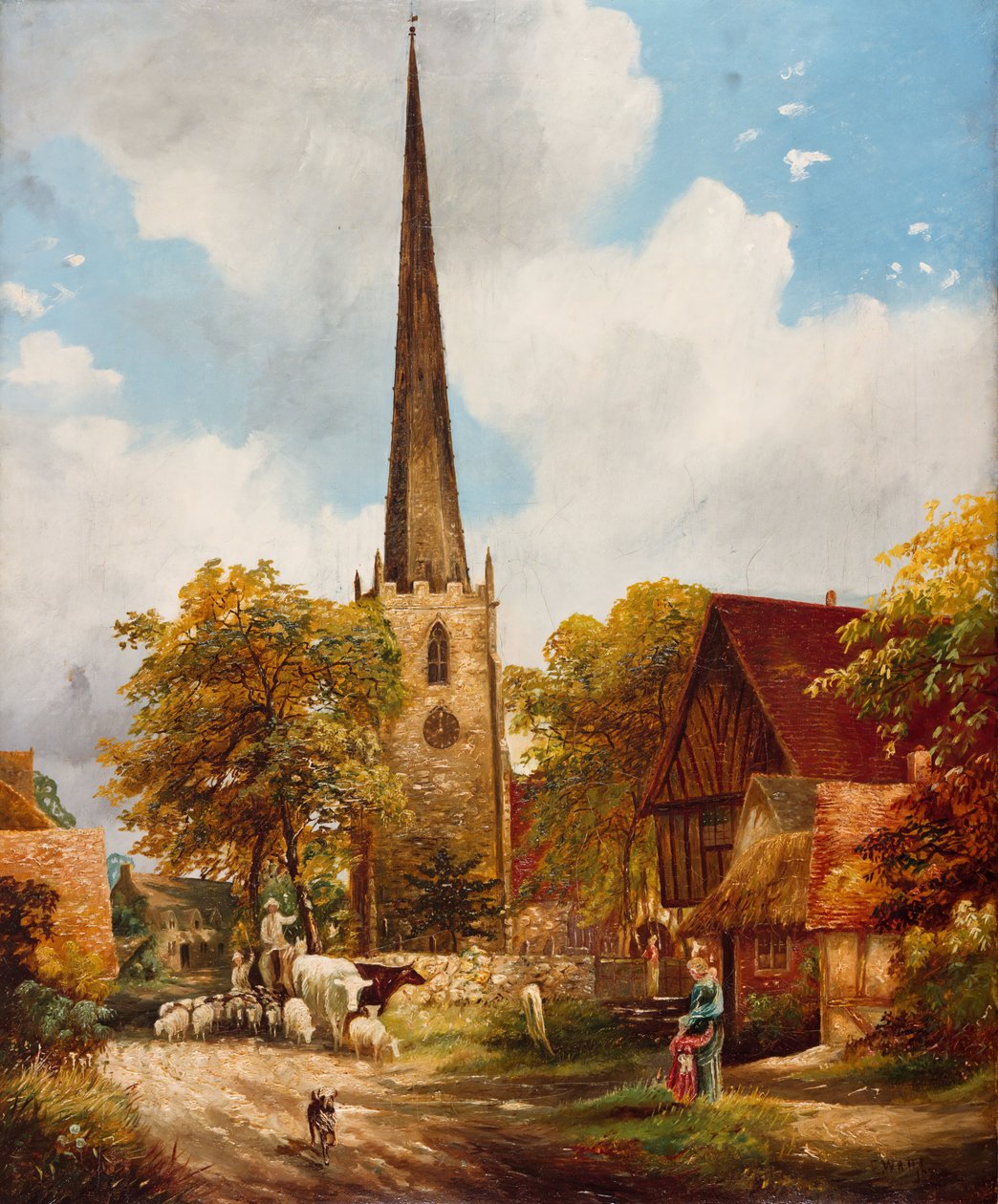 Kościół i szkoła Yardley, 1900. autorstwa E Watts