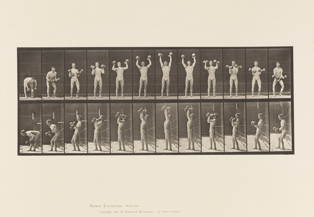 Płyta 322. Hantle do podnoszenia mężczyzn autorstwa Eadweard Muybridge