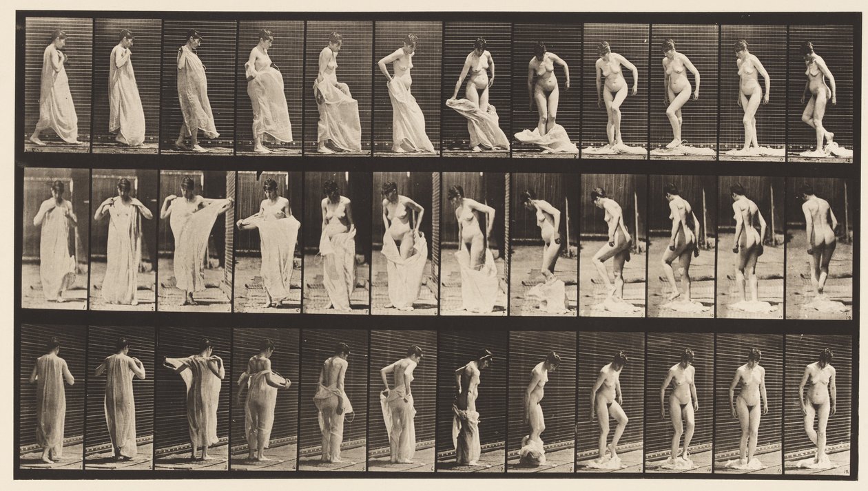 Talerz 431. Toaleta; Zdejmowanie odzieży autorstwa Eadweard Muybridge