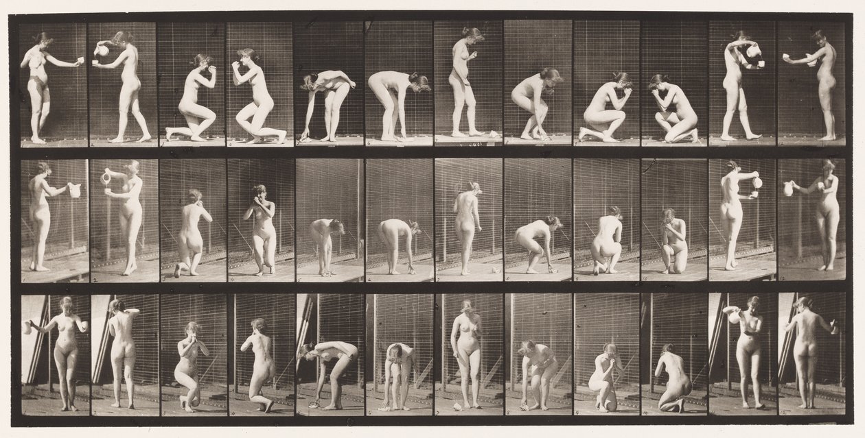 Tabliczka 501. Różne, pochylanie się, klęczenie itp. autorstwa Eadweard Muybridge