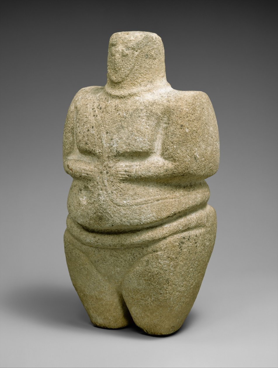Stojąca postać kobieca w rzemyku i naszyjniku, III–II tysiąclecie p.n.e. (piaskowiec i kwarcyt) autorstwa Early Bronze Age