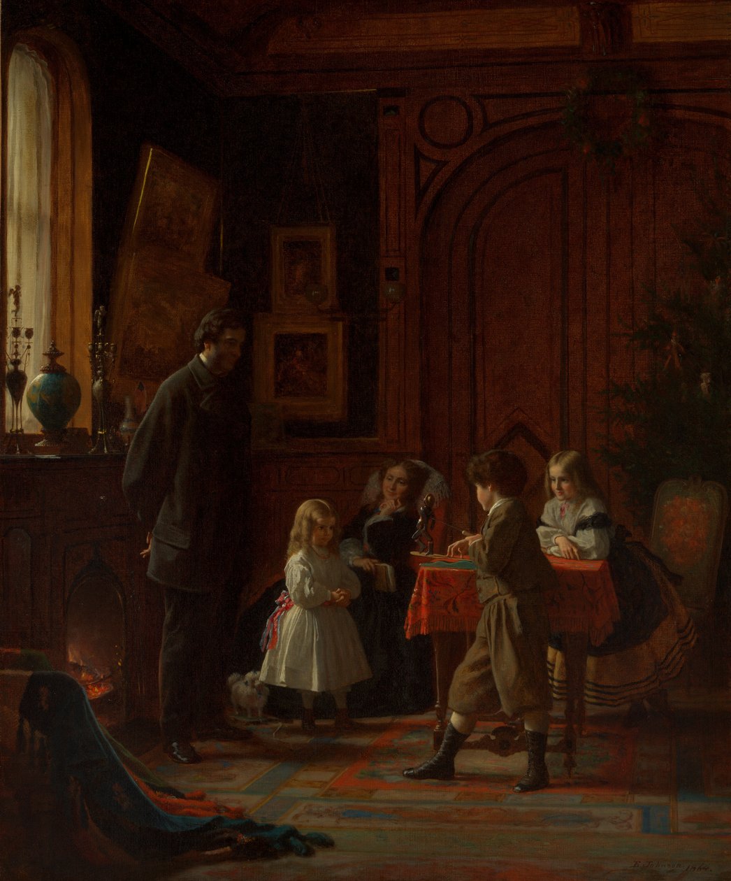 Boże Narodzenie, Rodzina Blodgett, 1864. autorstwa Eastman Johnson