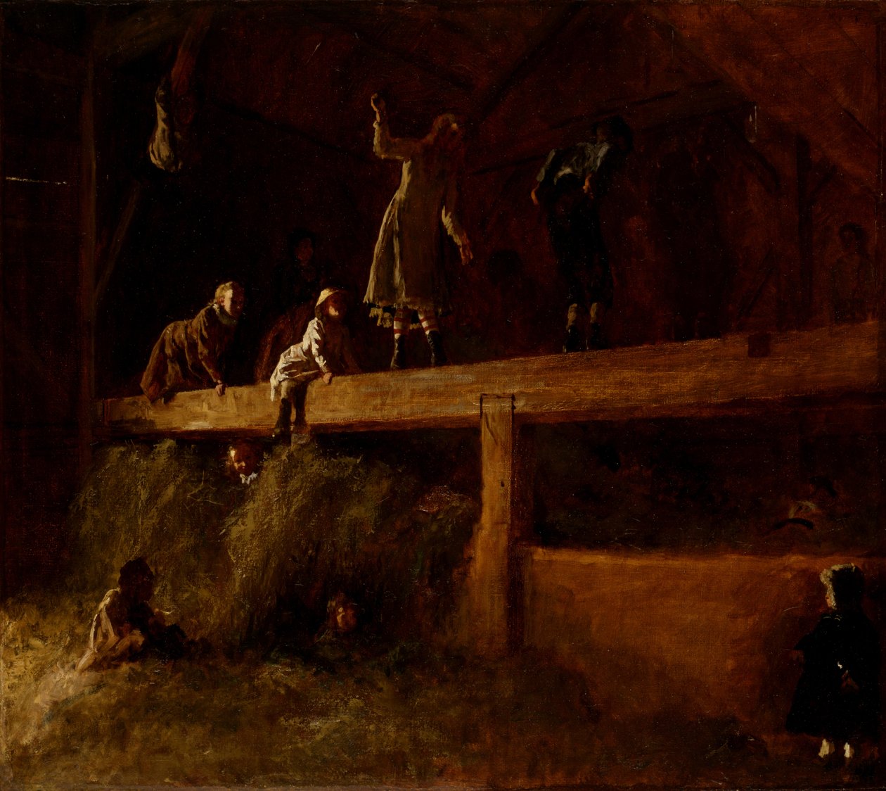 په Hayloft کې، c.1878 poli autorstwa Eastman Johnson