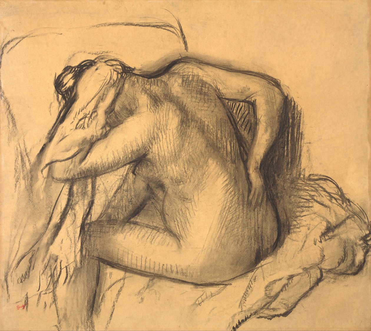 Po kąpieli kobieta susząca włosy autorstwa Edgar Degas