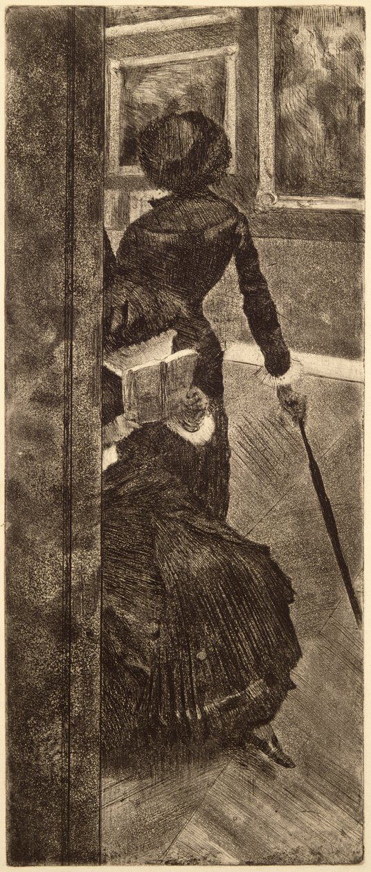 At the Louvre - The Painter (Mary Cassatt) c.1879 (akwaforta, sucha igła i akwatinta na papierze) autorstwa Edgar Degas