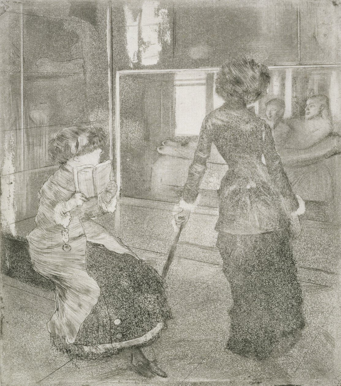 W Luwrze, Mary Cassatt (1845-1926) w Galerii Etruskiej (mixed media) autorstwa Edgar Degas