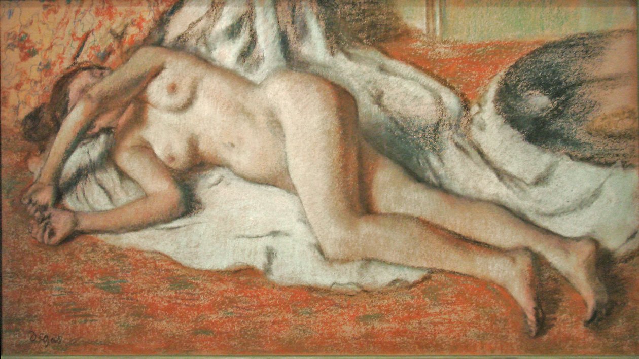 Kąpiący się w pozycji leżącej autorstwa Edgar Degas