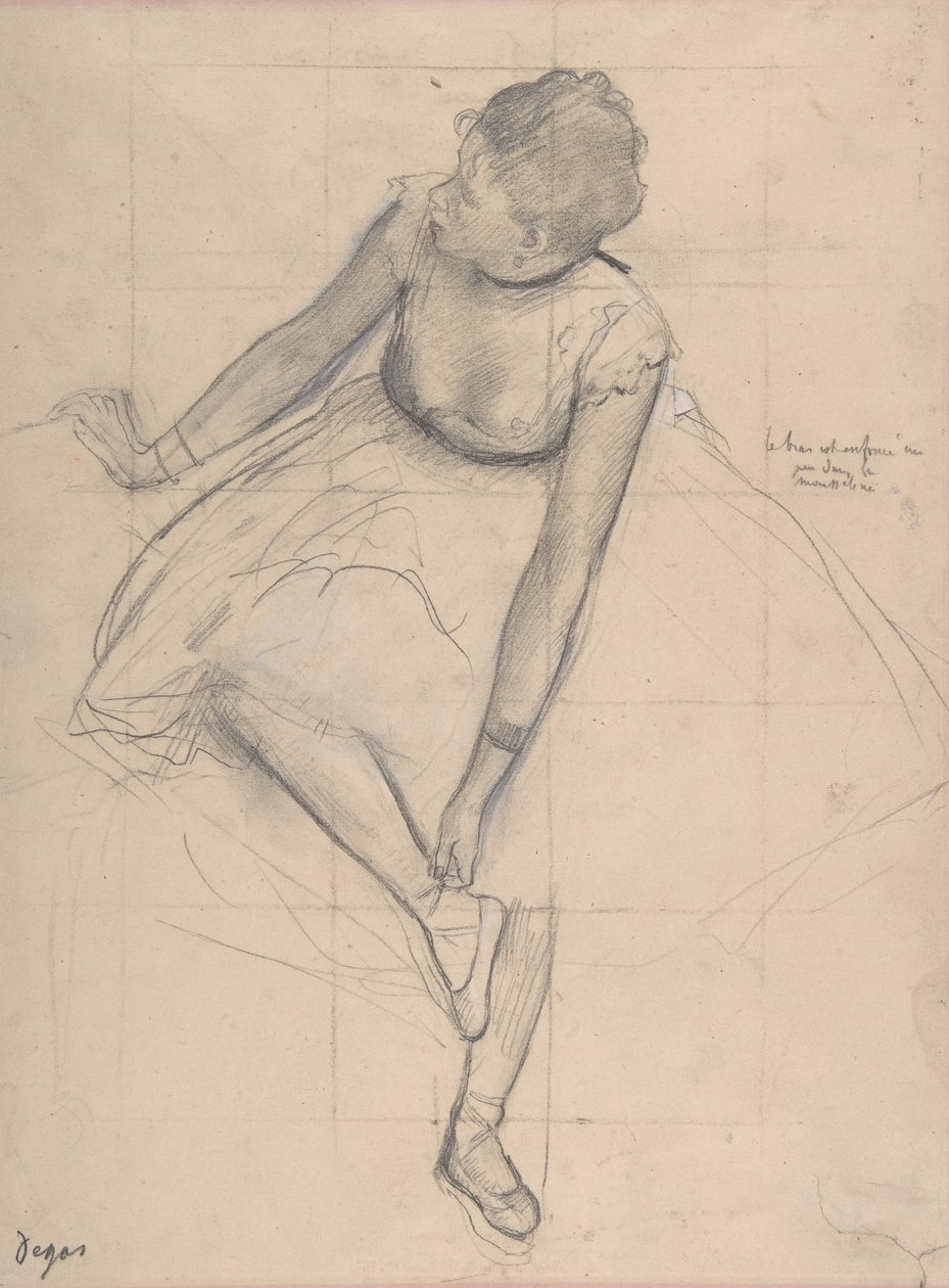 Tancerka poprawiająca swój pantofel autorstwa Edgar Degas