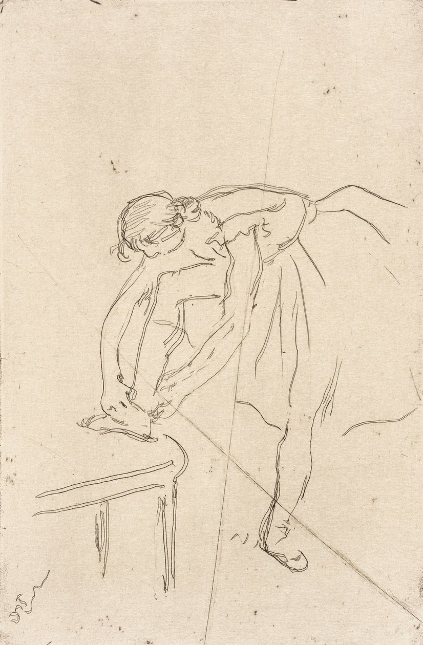Tancerka wkłada pantofel autorstwa Edgar Degas
