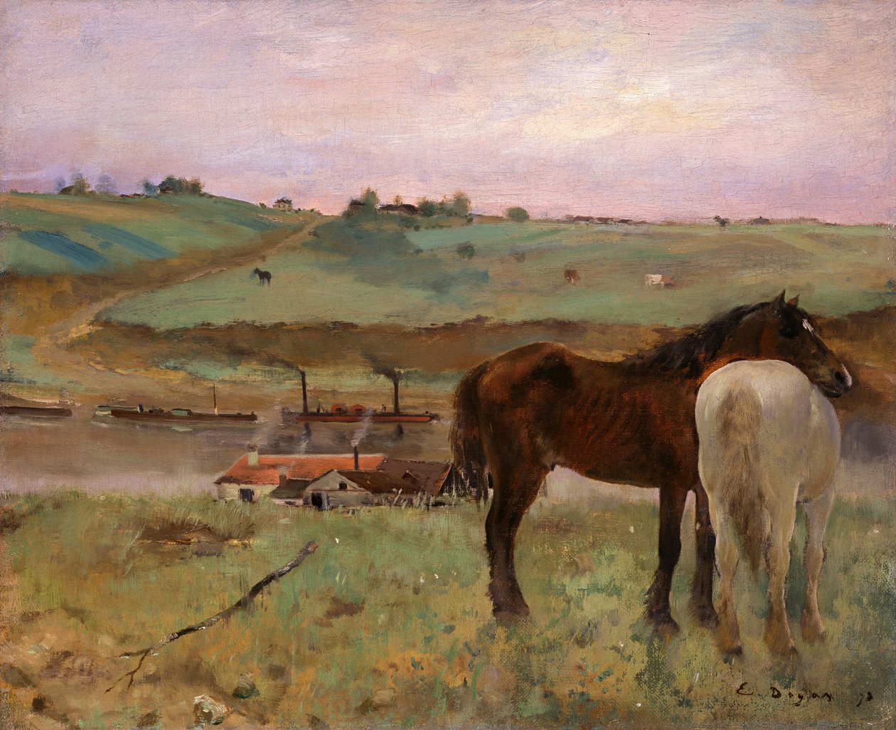 Konie na łące autorstwa Edgar Degas