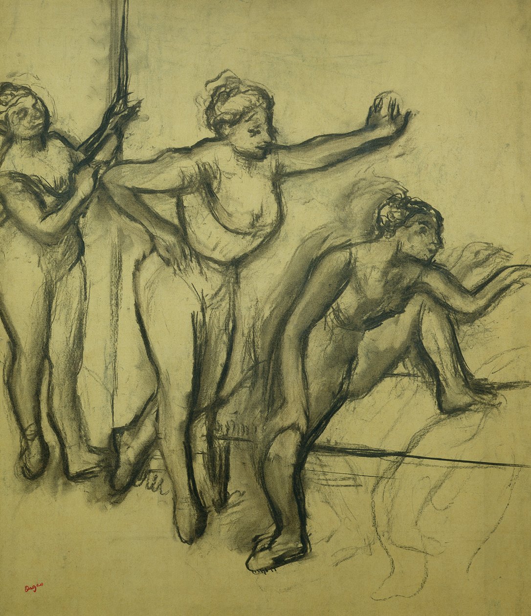 Trzech tancerzy, ok. 1900 (węgiel na papierze) autorstwa Edgar Degas