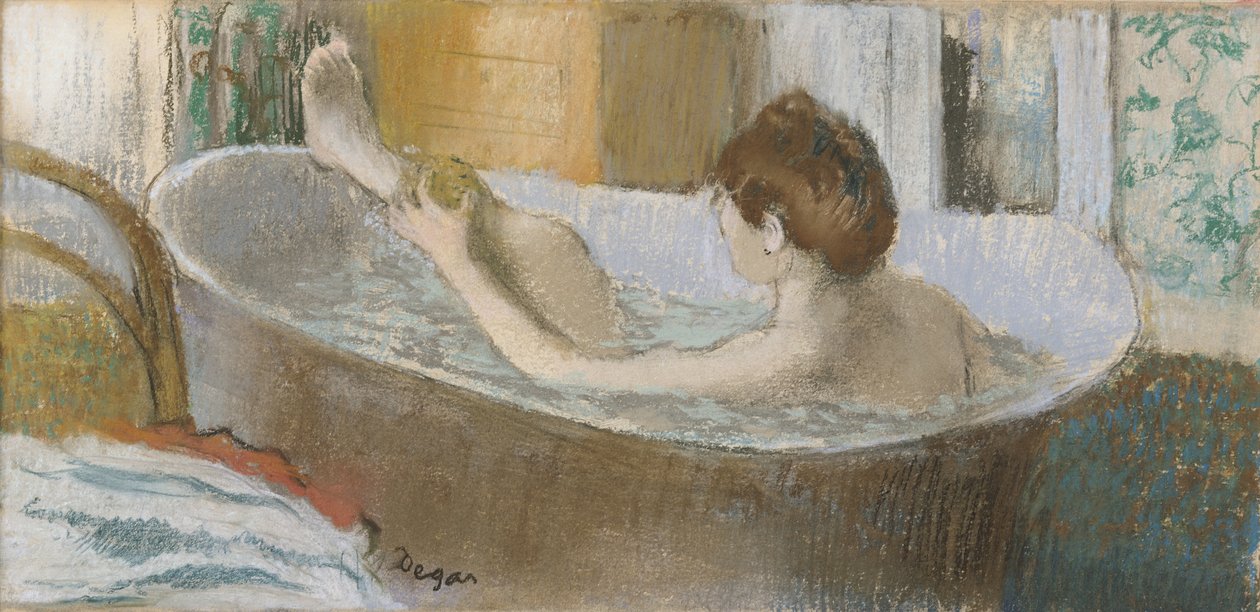 Kobieta w kąpieli, nabijanie nogi, ok. 1883 (pastel na papierze) autorstwa Edgar Degas