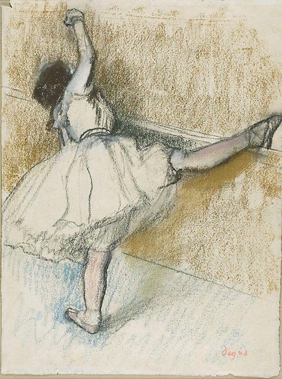 nTancerka rozciągająca się na jałowej autorstwa Edgar Degas