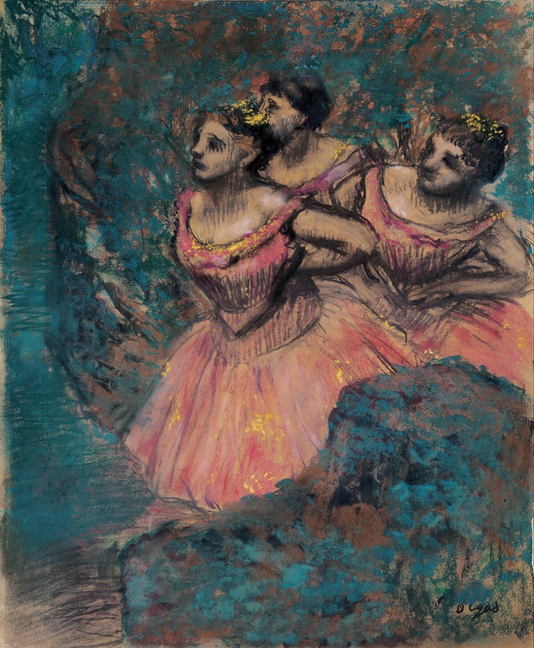 Trzy tancerki w czerwonych kostiumach autorstwa Edgar Degas