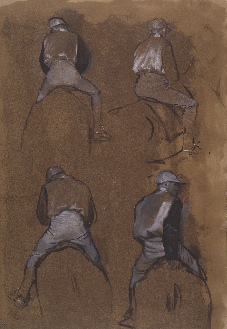Cztery studia dżokeja autorstwa Edgar Degas