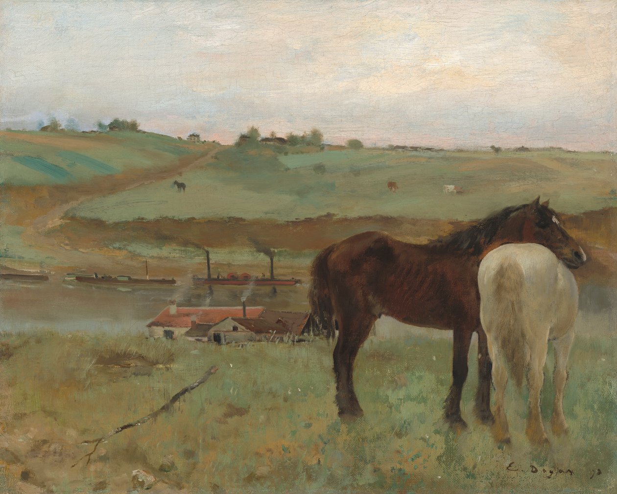 Konie na łące, 1871 autorstwa Edgar Degas