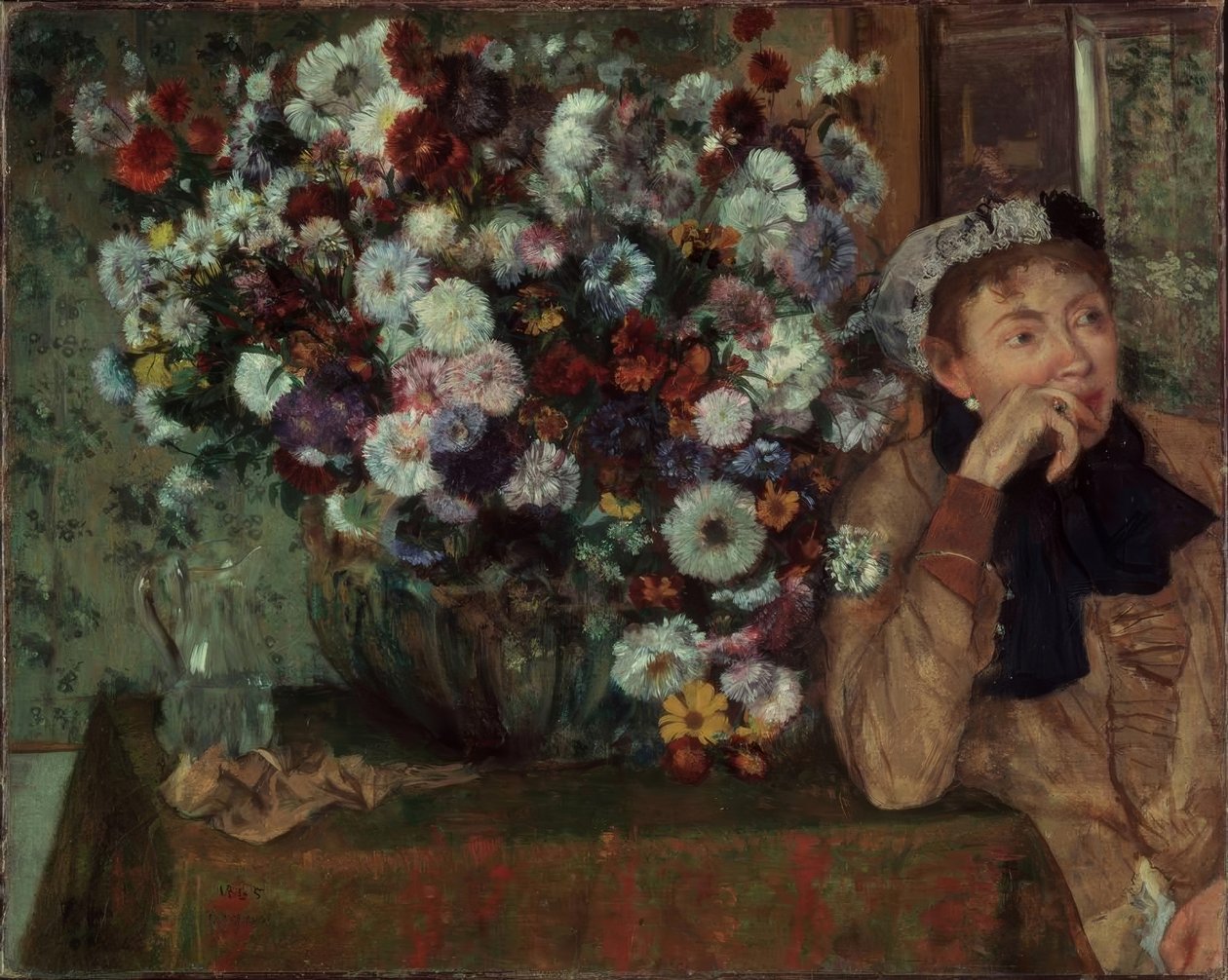 Kobieta z chryzantemami autorstwa Edgar Degas