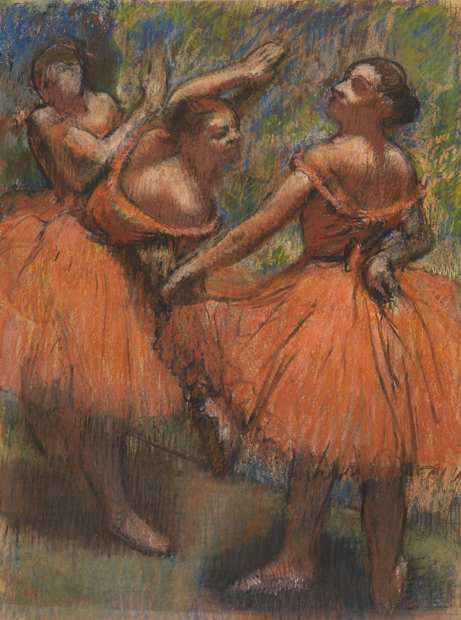 Czerwone spódnice, ok. 1807-1901 (pastel na papierze) autorstwa Edgar Degas