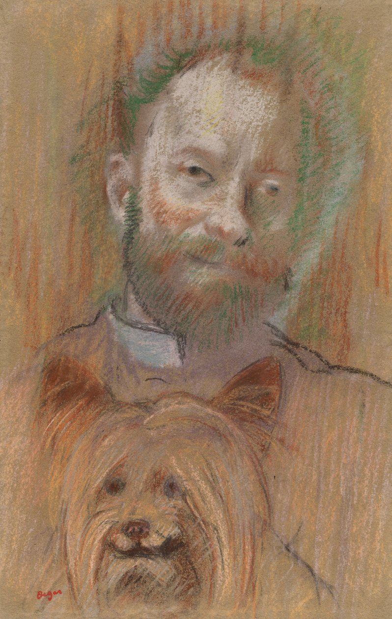 Ludovic Lepic trzymający swojego psa, 1889. autorstwa Edgar Degas