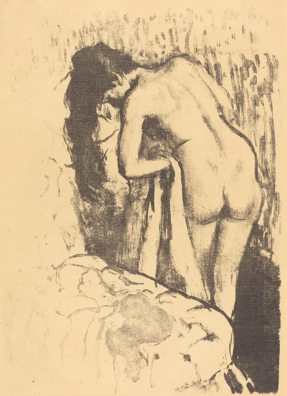 Naga kobieta stojąca i susząca się autorstwa Edgar Degas