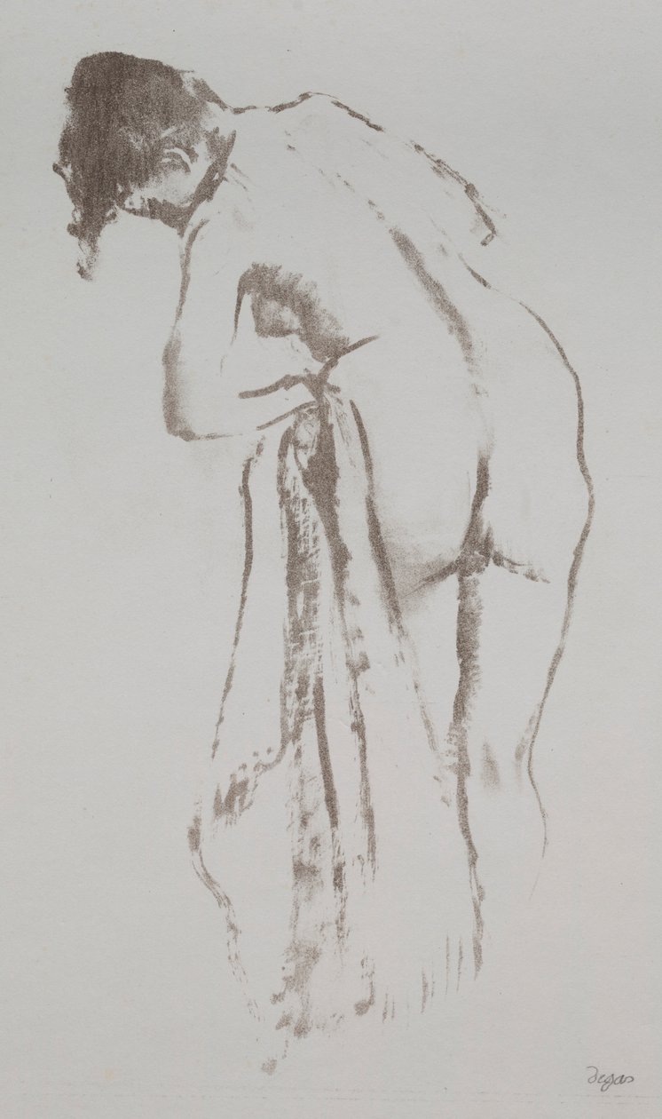 Naga kobieta z ręcznikiem, stojąca, 1891-92. autorstwa Edgar Degas