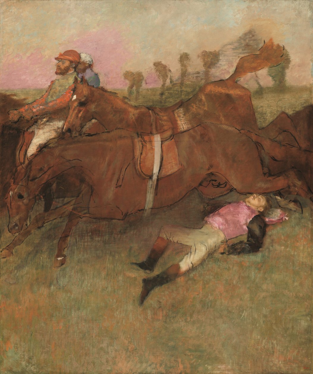 Scena z biegu z przeszkodami: Upadły dżokej autorstwa Edgar Degas