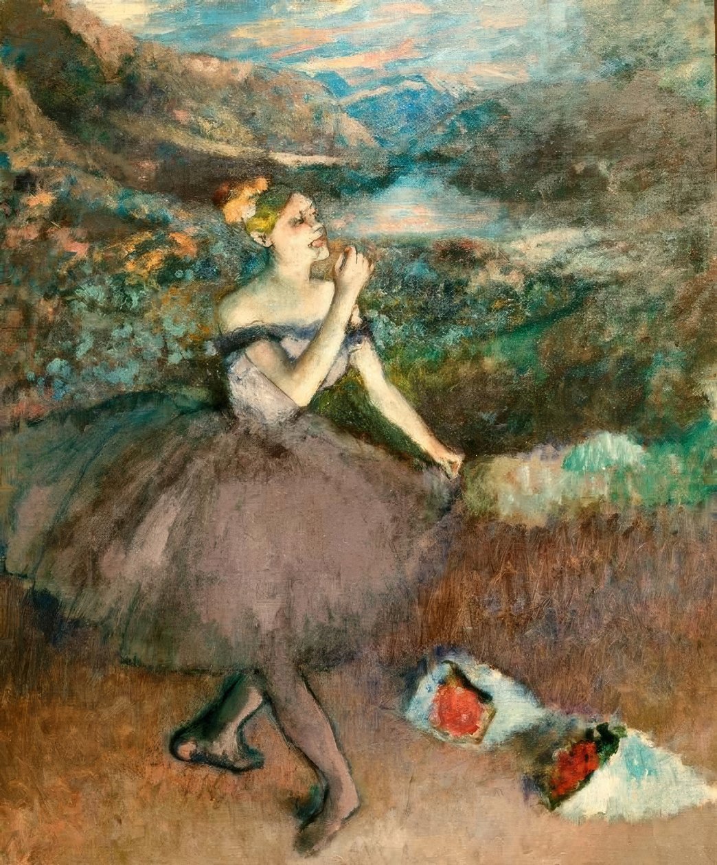 Tancerka z bukietami autorstwa Edgar Degas