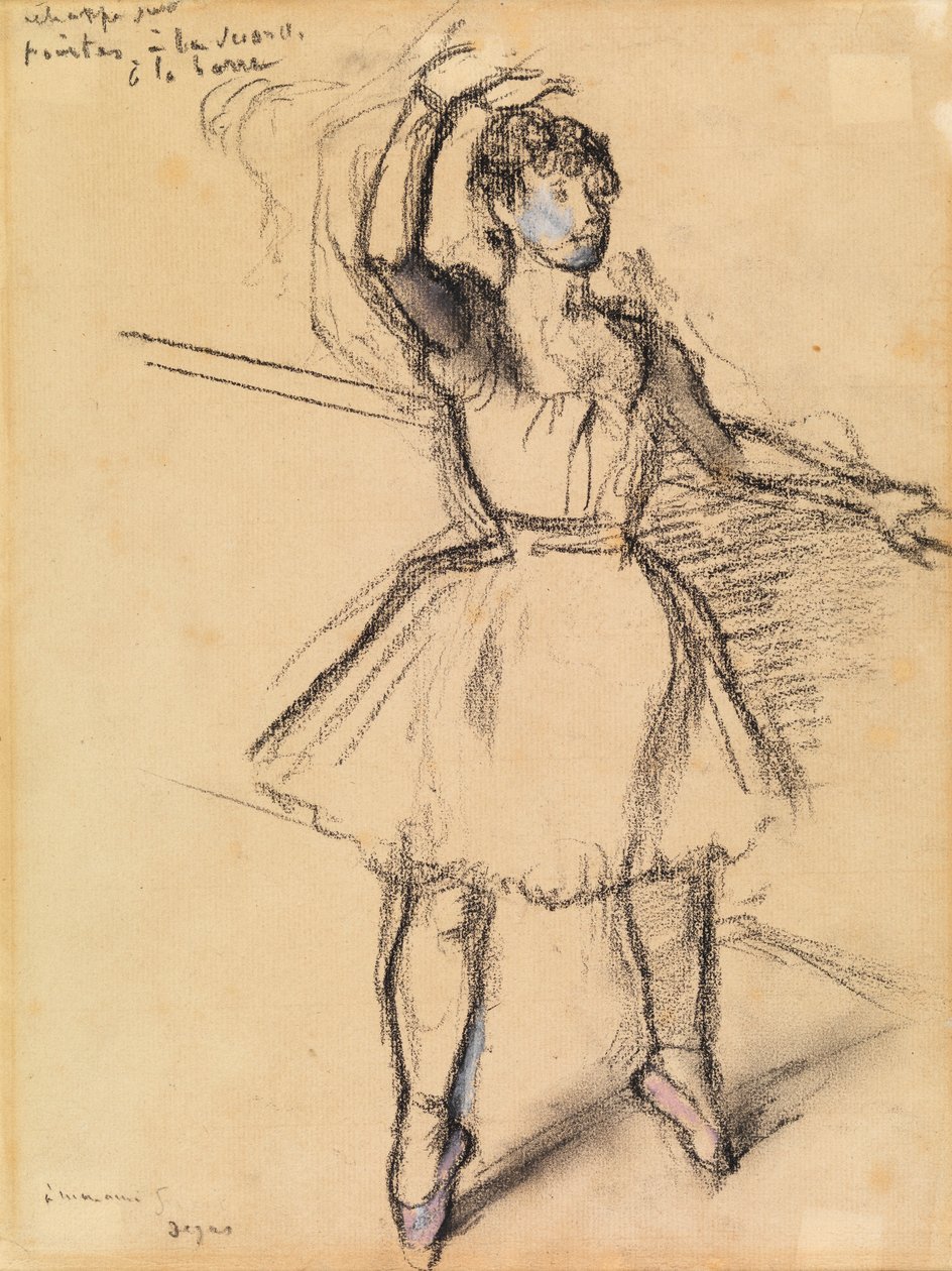 Pieni tanssija, n. 1885 (liitu paperille) kiillotettu autorstwa Edgar Degas
