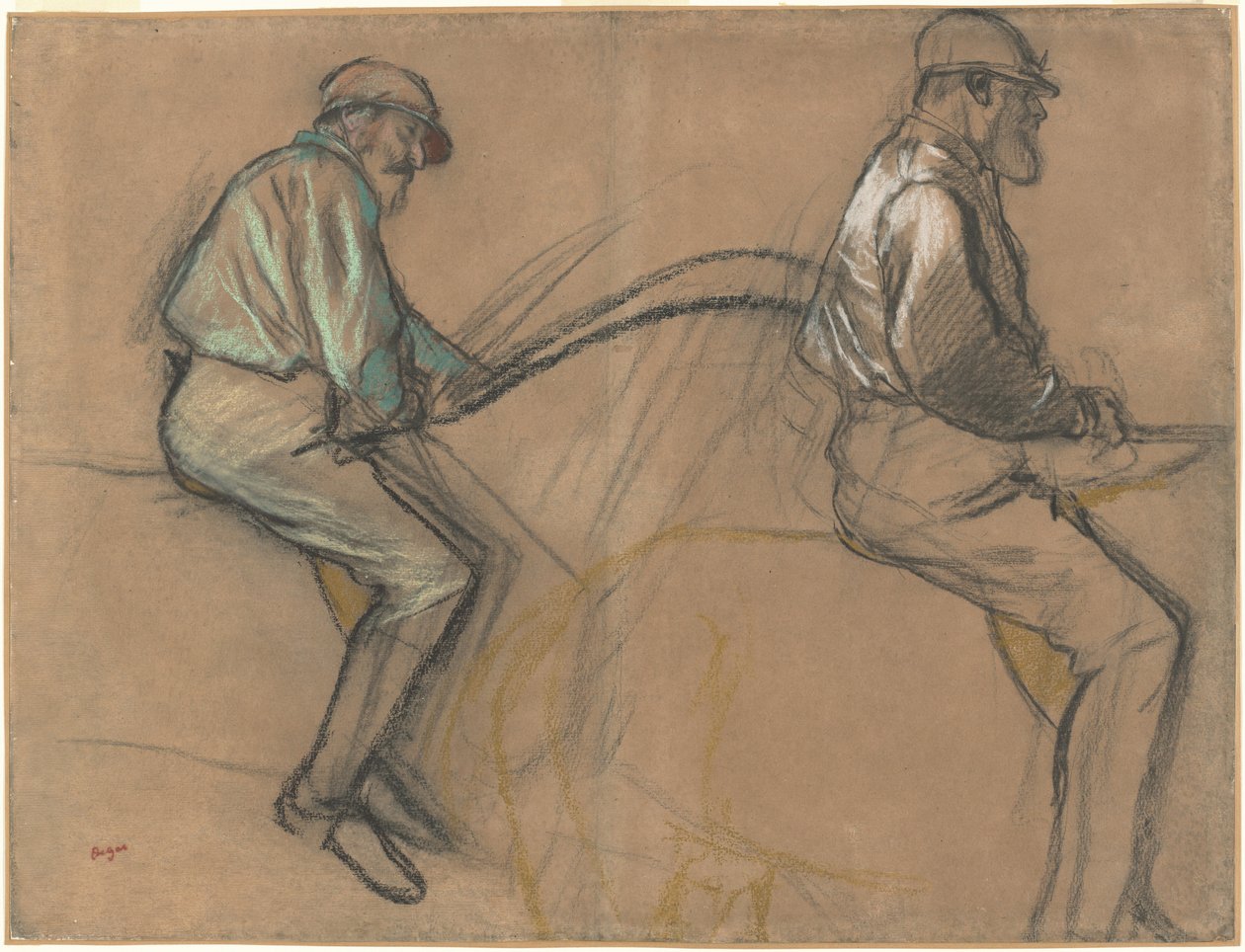 Dwa etiudy dżokeja, c. 1884. autorstwa Edgar Degas