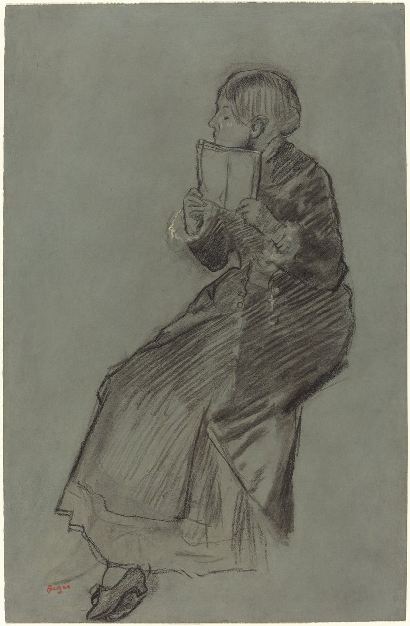 Kobieta czytająca książkę autorstwa Edgar Degas