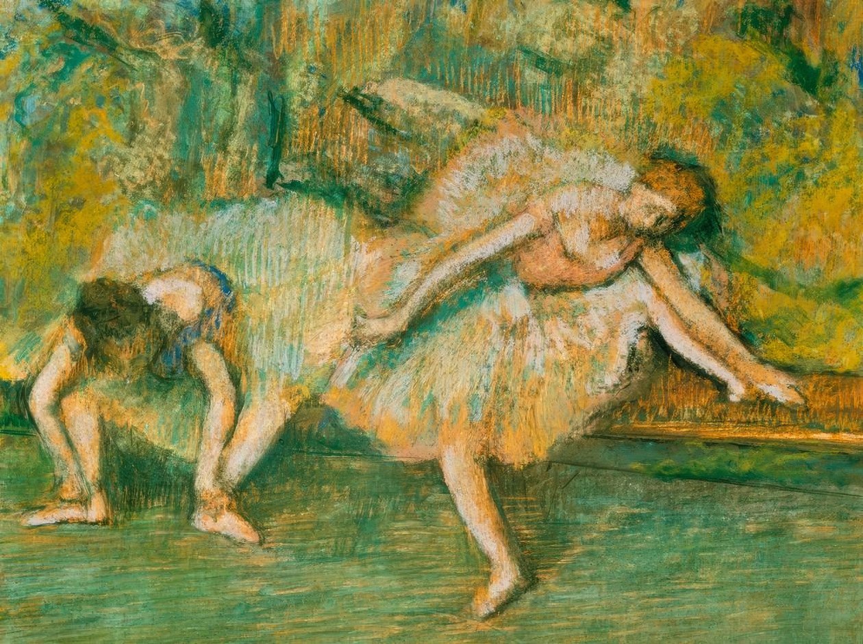 Dwie tancerki na ławce autorstwa Edgar Degas